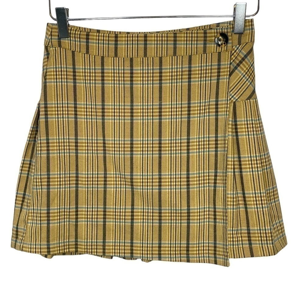 Urban Outfitters Brown/Taupe/Blue Tartan Plaid Wrap Kilt Mini Skirt Size S